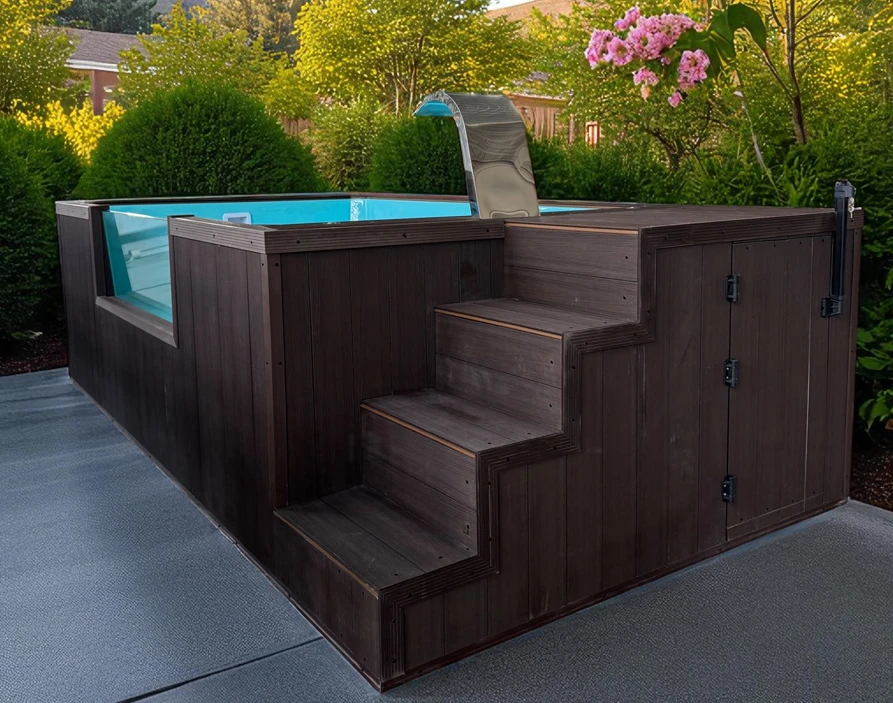 Close up of steps on Intimate pool by Container Chiq