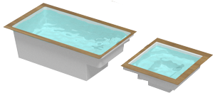 Diagram of only the hot tub and the pool in the Dotto by Container Chiq