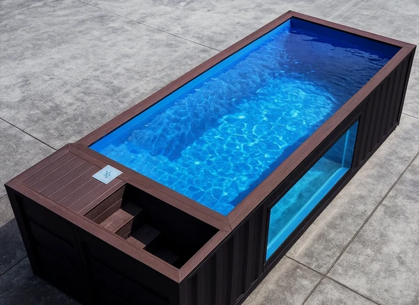 above ground container pool on large slab of concrete