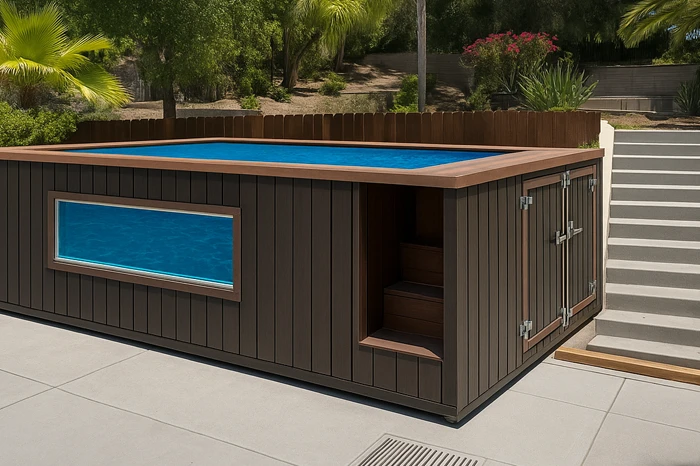 Expansive pool at the bottom of a hill