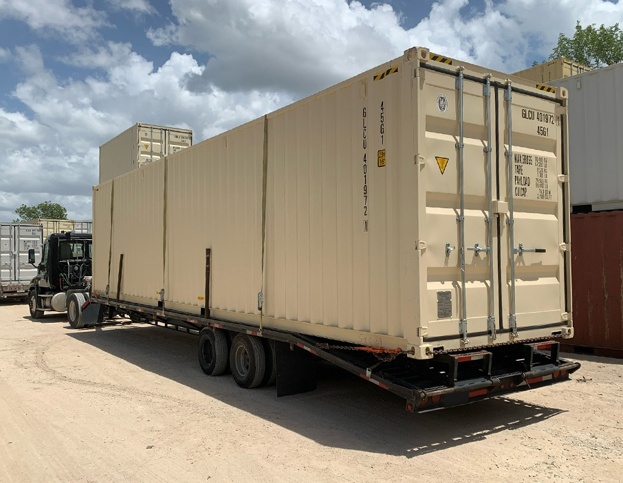 An intermodal container on a shipping rig