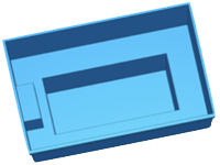 Container Chiq's pool tub diagram cut out with a full seated ledge and single step out