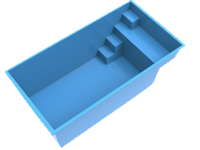 Container Chiq's pool tub diagram cut out with 4 square steps